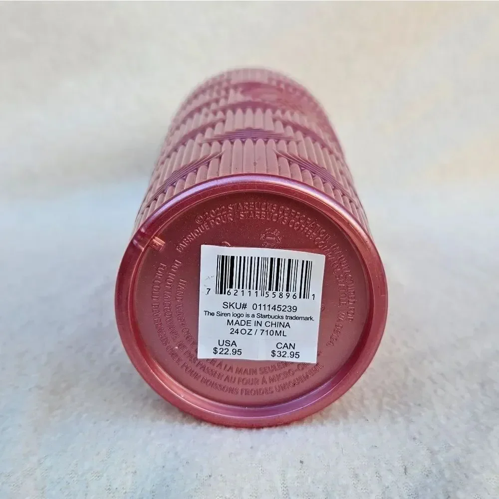 Starbucks Dusty Rose Pink Shimmer Shell Mermaid Scales Tumbler 24oz